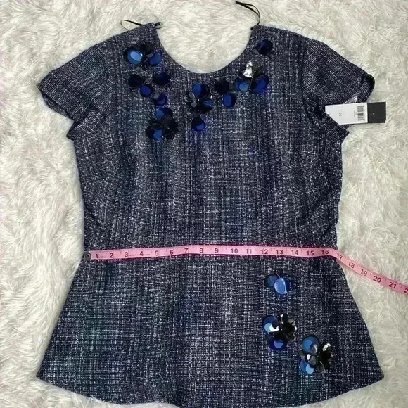 Banana republic Navy blue tweed peplum with embellishments. Size 10. NWT. - Picture 5 of 8